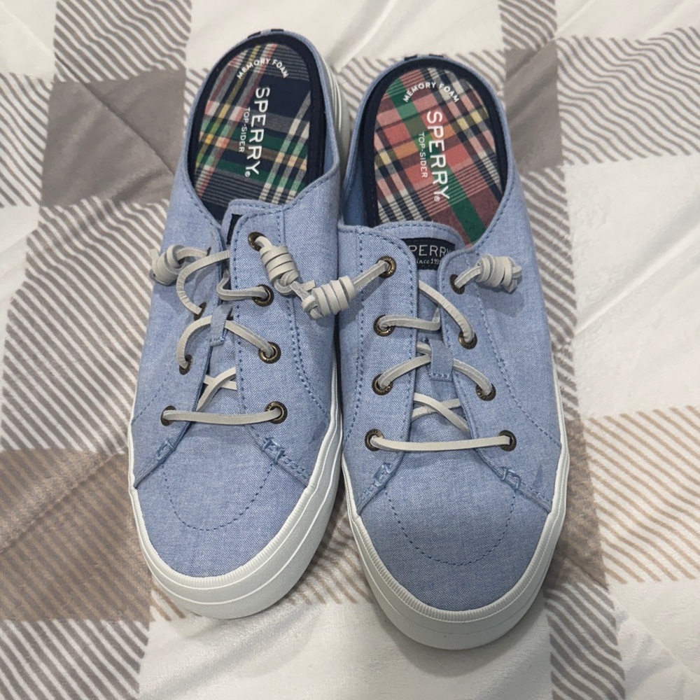 Sperry Light Blue Canvas Slip-On Shoes